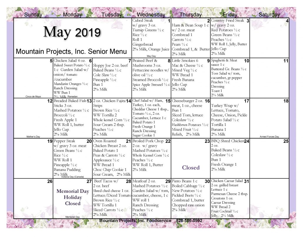 Approved Senior Menu-May 2019